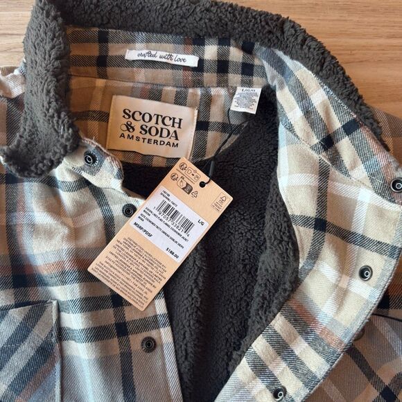 NWT Scotch & Soda Men’s Flannel Eisenhower Jacket Large Tan Multicolor - Picture 4 of 6